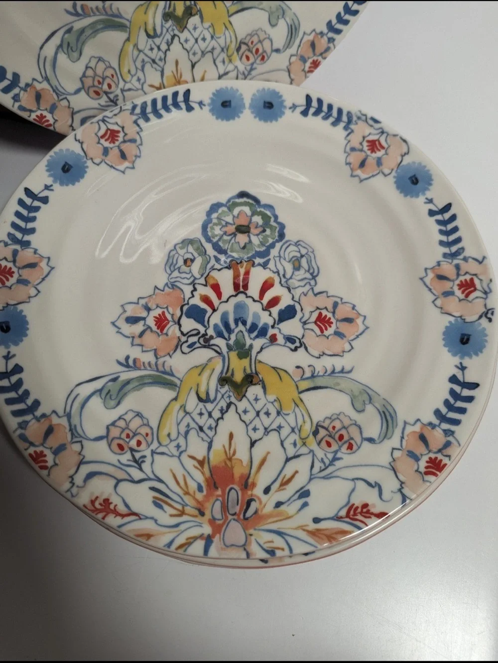 Anthropologie hand painted floral plates set of 4